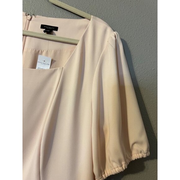 Ann Taylor Dress 14 Blush Pink Short Sleeve Stretch Career Church NWT Washable - Picture 6 of 9